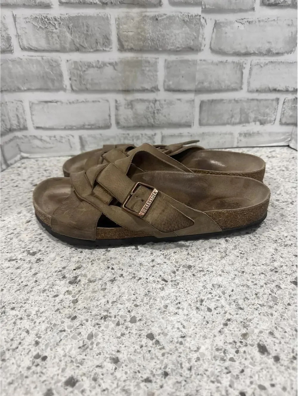 Birkenstock Lugano Tan Suede Cross-Strap Unisex Sandals, Size 43